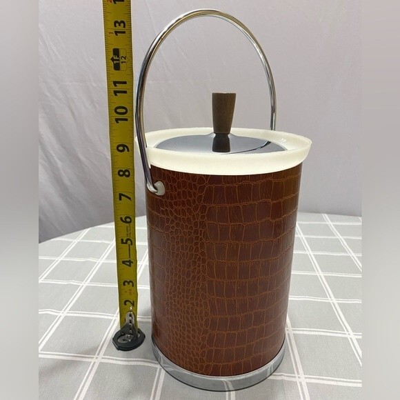 MCM Kromex Vintage Faux Crocodile & Chrome Ice Champagne Bucket - Picture 8 of 8